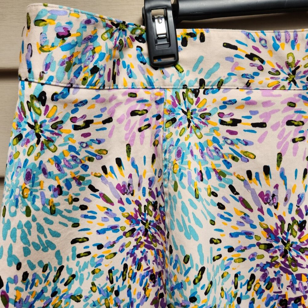 Lane Bryant Plus A-Line Cream Skirt Multicolor Abstract Watercolor Floral Print - Picture 4 of 8